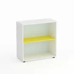 Kubò White Day School Cabinet H 90 cm. Yellow Shelves - CAM Compliant