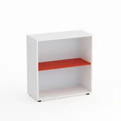 Kubò White Day School Cabinet H 90 cm. Red Shelves - CAM Compliant