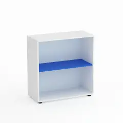 Kubò White Day School Cabinet H 90 cm. Light Blue Shelves - CAM Compliant