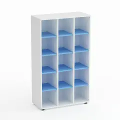 Kubò School Cabinet White 15 Boxes H 150 cm. Horizon Blue Shelves - CAM Compliant