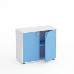 Kubò School Cabinet White 2 Doors H 75 cm. Blue Horizon - CAM Compliant