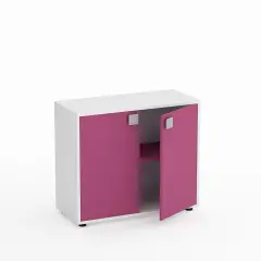 Kubò School Cabinet White 2 Doors H 75 cm. Fuchsia - CAM Compliant