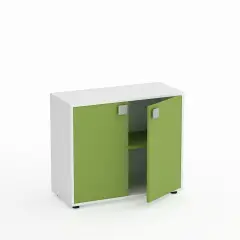 Kubò School Cabinet White 2 Doors H 75 cm. Kiwi Green - CAM Compliant