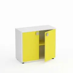 Kubò School Cabinet White 2 Doors H 75 cm. Yellow - CAM Compliant