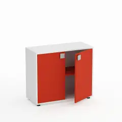 Kubò School Cabinet White 2 Doors H 75 cm. Red - CAM Compliant