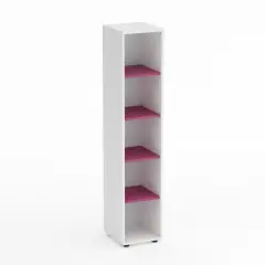 Mobile Scuola Kubò Bianco Colonna 5 vani 180 cm. Ripiani Fucsia - Conforme CAM