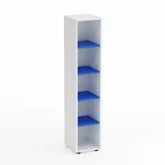 Mobile Scuola Kubò Bianco Colonna 5 vani 180 cm. Ripiani Azzurro - Conforme CAM