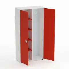 Mobile Spogliatoio Kubò Bianco, Ante Rosso - Conforme CAM