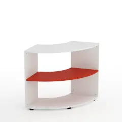 Kubò School Cabinet White Corner H 75 cm. Red Shelves - CAM Compliant