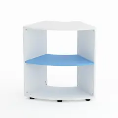 Kubò School Cabinet White Curved 60 Degrees H 75 cm. Blue Horizon Shelves - CAM Compliant