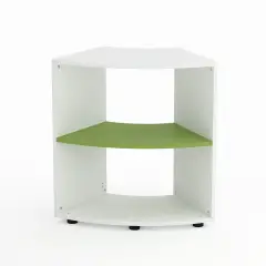 Kubò School Cabinet White Curved 60 Degrees H 75 cm. Kiwi Green Shelves - CAM Compliant