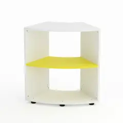 Kubò School Cabinet White Curved 60 Degrees H 75 cm. Yellow Shelves - CAM Compliant