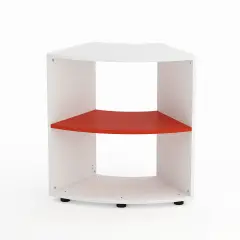 Kubò School Cabinet White Curved 60 Degrees H 75 cm. Red Shelves - CAM Compliant