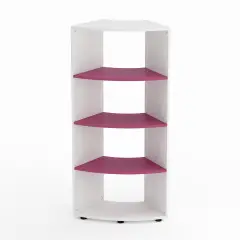 Kubò School Cabinet White Curved 60 Degrees H 150 cm. Fuchsia Shelves - CAM Compliant