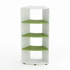 Kubò School Cabinet White Curved 60 Degrees H 150 cm. Kiwi Green Shelves - CAM Compliant