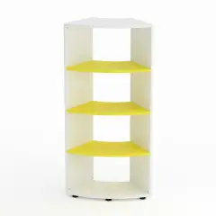 Kubò School Cabinet White Curved 60 Degrees H 150 cm. Yellow Shelves - CAM Compliant