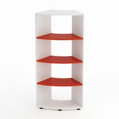 Kubò School Cabinet White Curved 60 Degrees H 150 cm. Red Shelves - CAM Compliant