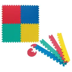 Set 4 Tappetini Puzzle in EVA Multicolor 120x120 cm con Bordi e Angoli