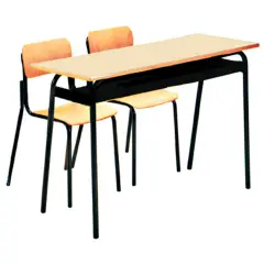 Two-seater Desk Without Footrest With Sheet Metal Subfloor For School Environments - CAM Compliant