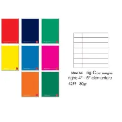 Maxi Pigna Colours Notebook 80gr - 42 Pages - Row C with Margins