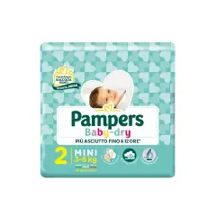 Pannolini Pampers Baby-Dry Flash - Taglia 2 - 3-6 Kg - 24 Pezzi