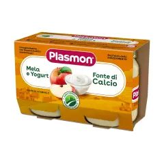 Plasmon Merenda Mela e Yogurt 2x120g – Merenda Cremosa alla Frutta per Bambini