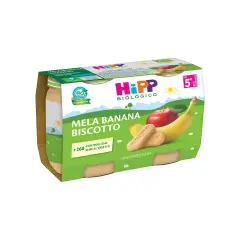 HIPP Omogeneizzato Merenda Bio Mela, Banana e Biscotto 125g x2