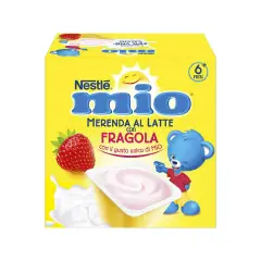 Nestlé Mio Merenda Latte e Fragola 4x100g – Merenda al Latte per Bambini dai 6 Mesi