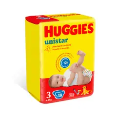Huggies Unistar Diapers - Size 3 - 4-9 Kg - 18 Pieces