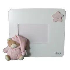PORTAFOTO ORIZZONTALE CON ORSO ROSA IN STOFFA