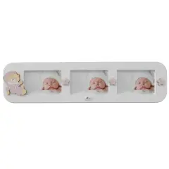 HORIZONTAL PHOTO FRAME 3 PHOTOS PINK BEAR