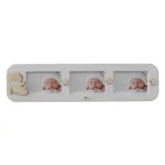 HORIZONTAL PHOTO FRAME 3 PHOTOS BEIGE BEAR