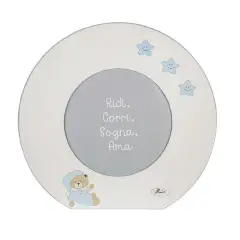 White Wood Photo Frame with Heavenly Bear Round Diameter32