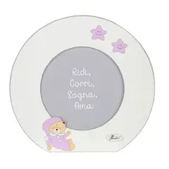 WHITE WOODEN PHOTO HOLDER WITH PINK ROUND BEAR DIAM.25.5