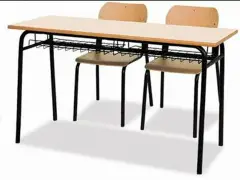 Two-seater Desk Without Footrest With Grid Under Top For School Environments - CAM Compliant