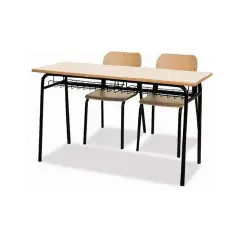 Two-seater Desk Without Footrest With Grid Under Top For School Environments - CAM Compliant