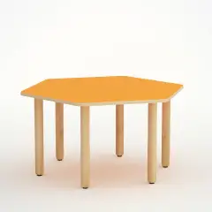 Table Hexagonal Shape H 52 Cm - Size 2 - Orange For Preschools - CAM Compliant