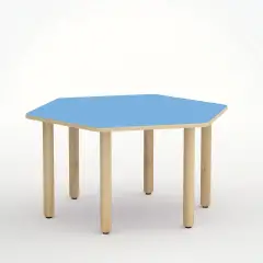 Table Hexagonal Shape H 55 Cm - Size 3 - Blue Horizon For Primary School - CAM Compliant