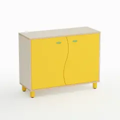 Wave Nursery School Cabinet with 2 Doors Height 80 cm. Yellow - CAM Compliant