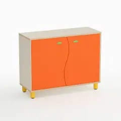 Wave Nursery School Cabinet with 2 Doors Height 80 cm. Orange - CAM Compliant