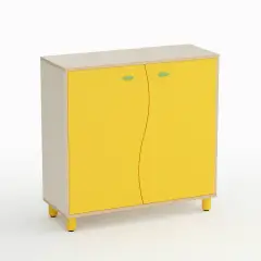 Wave Nursery School Cabinet with 2 Doors Height 105 cm. Yellow - CAM Compliant
