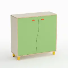 Wave Nursery School Cabinet with 2 Doors Height 105 cm. Green - CAM Compliant