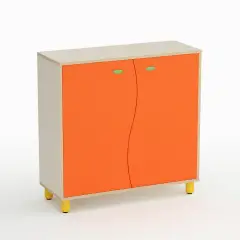 Wave Nursery School Cabinet with 2 Doors Height 105 cm. Orange - CAM Compliant