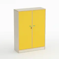 Forma Nursery School Cabinet with Doors and Coat Rack Yellow - CAM Compliant