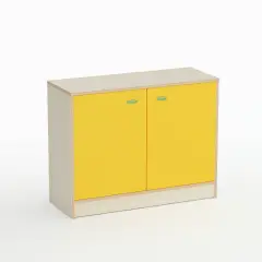 Childhood School Cabinet Shape with Doors Height 75 cm. Yellow - CAM Compliant