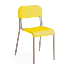 Sedia Scuola Impilabile Sara, Struttura Grigia, Seduta H 38 Cm. Giallo