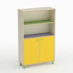 Wave Nursery School Cabinet with 2 Low Doors Yellow - CAM Compliant