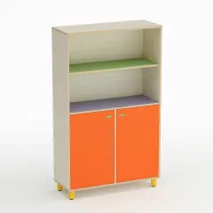 Wave Nursery School Cabinet with 2 Low Doors Orange - CAM Compliant