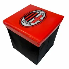 Pouf Contenitore Milan – Accessorio Funzionale e di Design per Tifosi Rossoneri