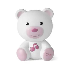 Chicco - Night Light and Driving Light, Portable Bear Shaped Lamp with Pink Classical Music